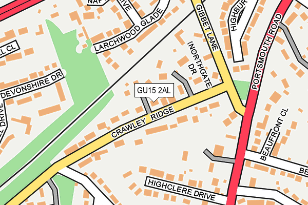GU15 2AL map - OS OpenMap – Local (Ordnance Survey)