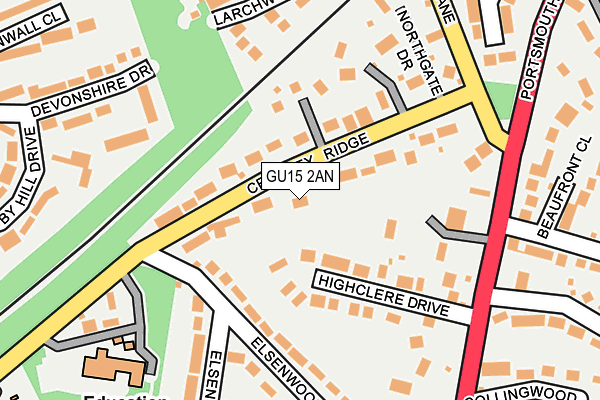 GU15 2AN map - OS OpenMap – Local (Ordnance Survey)