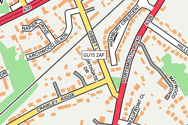 GU15 2AP map - OS OpenMap – Local (Ordnance Survey)