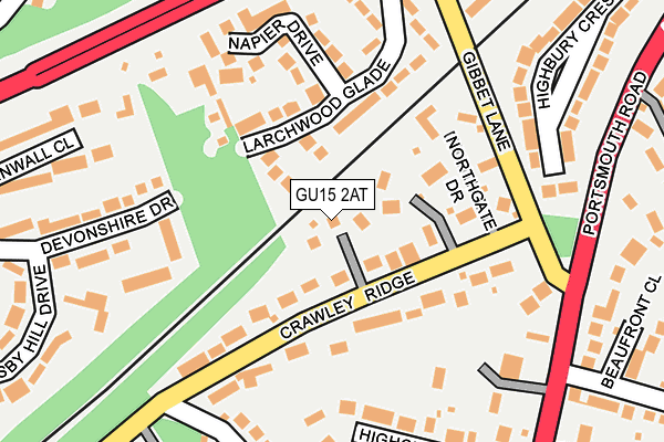 GU15 2AT map - OS OpenMap – Local (Ordnance Survey)