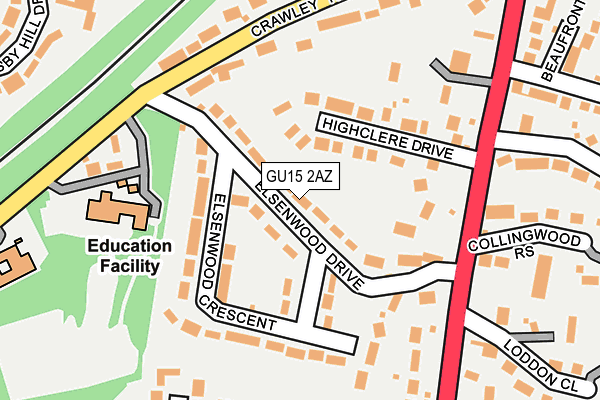 GU15 2AZ map - OS OpenMap – Local (Ordnance Survey)