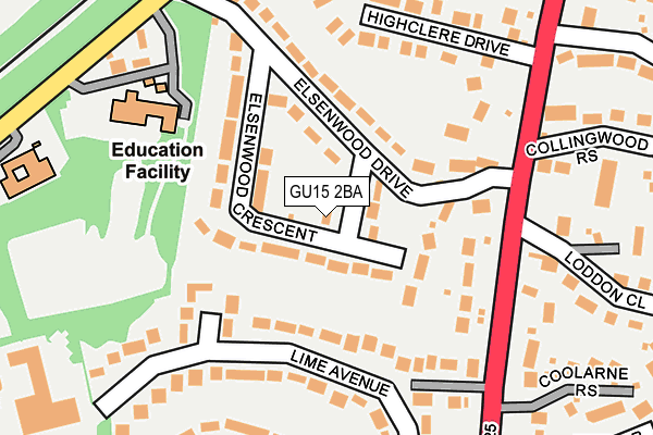GU15 2BA map - OS OpenMap – Local (Ordnance Survey)