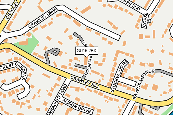 GU15 2BX map - OS OpenMap – Local (Ordnance Survey)