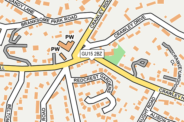 GU15 2BZ map - OS OpenMap – Local (Ordnance Survey)