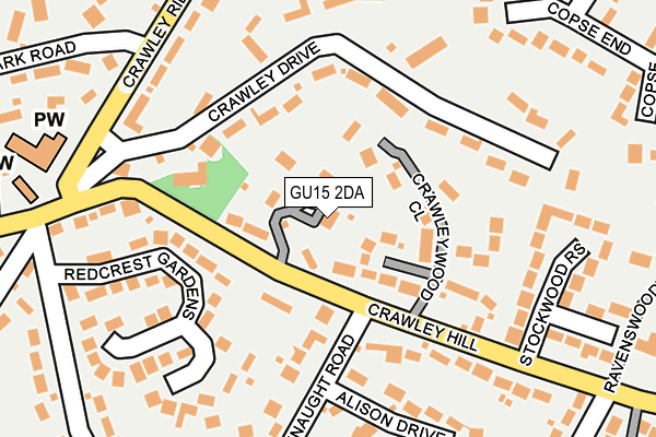 GU15 2DA map - OS OpenMap – Local (Ordnance Survey)
