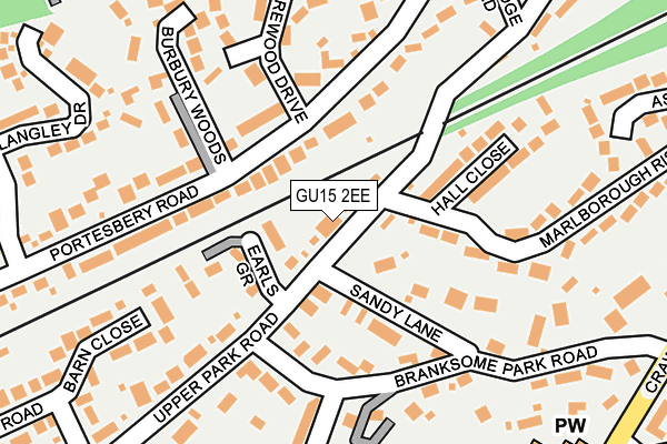 GU15 2EE map - OS OpenMap – Local (Ordnance Survey)