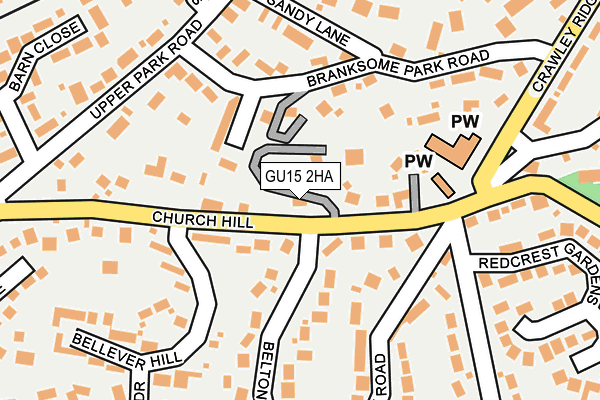 GU15 2HA map - OS OpenMap – Local (Ordnance Survey)