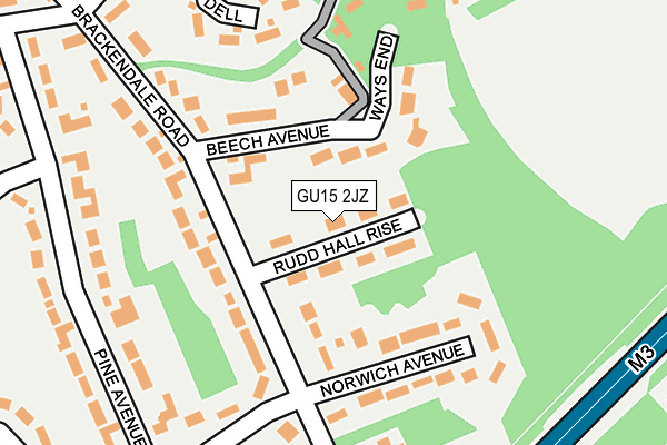 GU15 2JZ map - OS OpenMap – Local (Ordnance Survey)