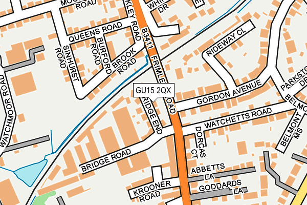 GU15 2QX map - OS OpenMap – Local (Ordnance Survey)