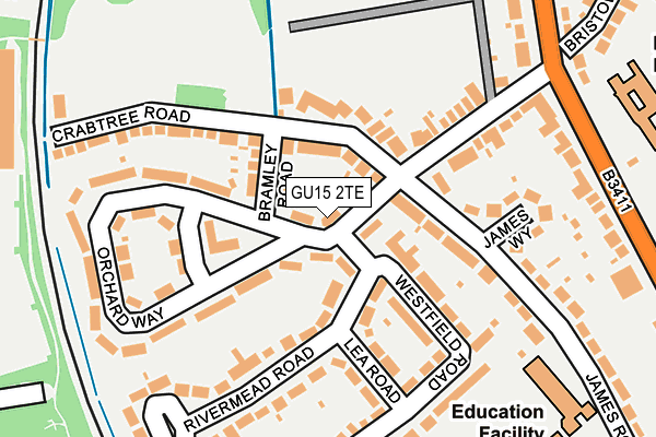 GU15 2TE map - OS OpenMap – Local (Ordnance Survey)