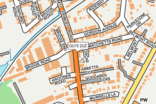 GU15 2UZ map - OS OpenMap – Local (Ordnance Survey)