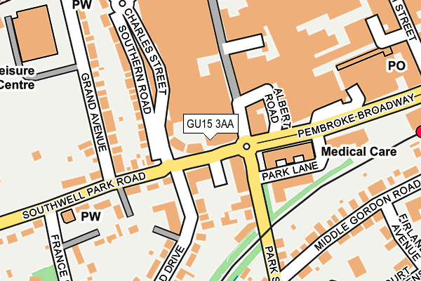 GU15 3AA map - OS OpenMap – Local (Ordnance Survey)