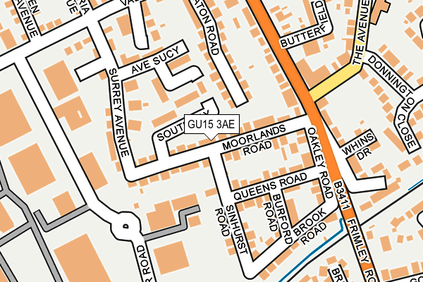 GU15 3AE map - OS OpenMap – Local (Ordnance Survey)