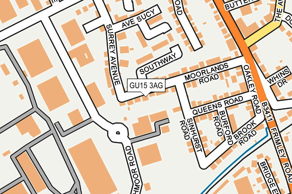GU15 3AG map - OS OpenMap – Local (Ordnance Survey)