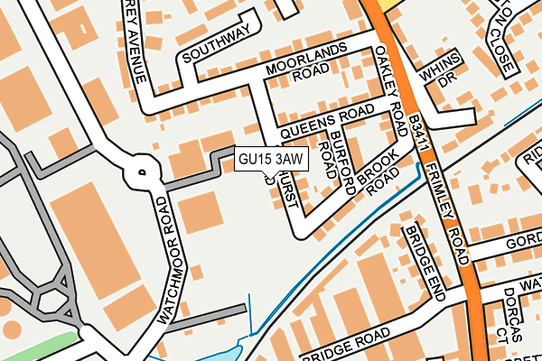 GU15 3AW map - OS OpenMap – Local (Ordnance Survey)