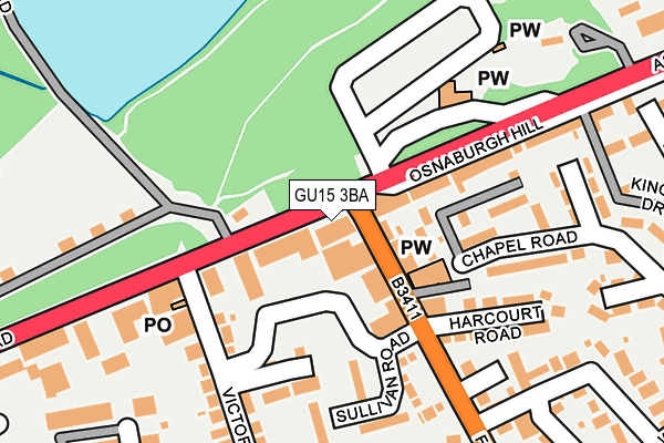GU15 3BA map - OS OpenMap – Local (Ordnance Survey)