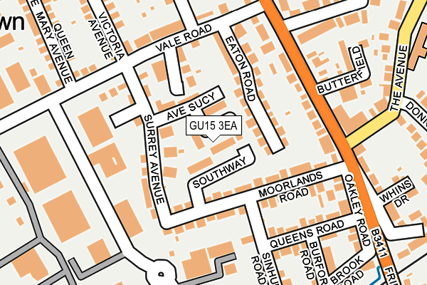 GU15 3EA map - OS OpenMap – Local (Ordnance Survey)