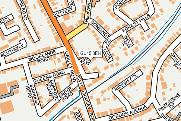 GU15 3EH map - OS OpenMap – Local (Ordnance Survey)