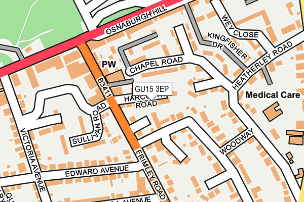 GU15 3EP map - OS OpenMap – Local (Ordnance Survey)