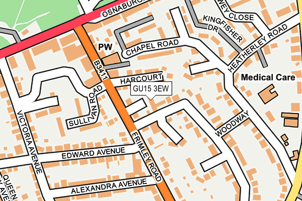 GU15 3EW map - OS OpenMap – Local (Ordnance Survey)