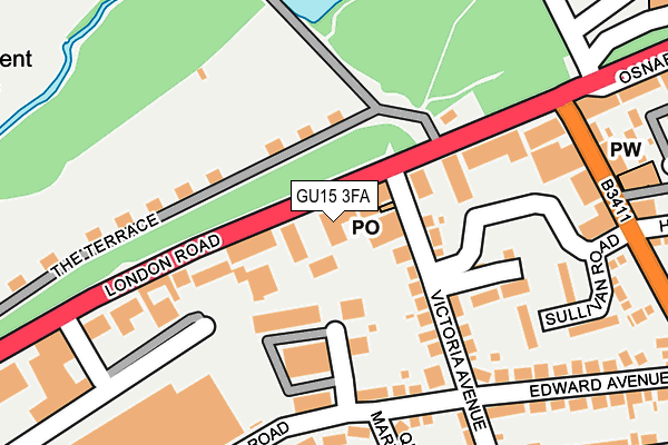 GU15 3FA map - OS OpenMap – Local (Ordnance Survey)