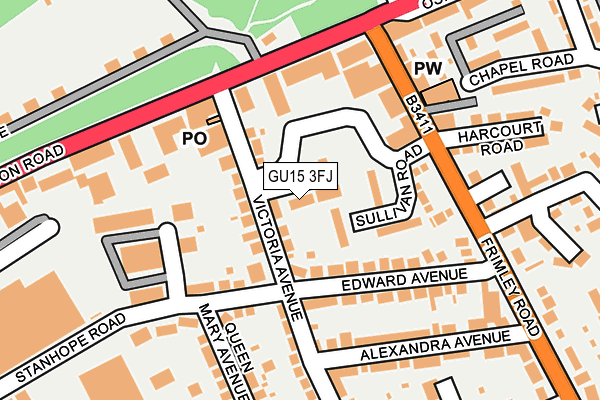 GU15 3FJ map - OS OpenMap – Local (Ordnance Survey)