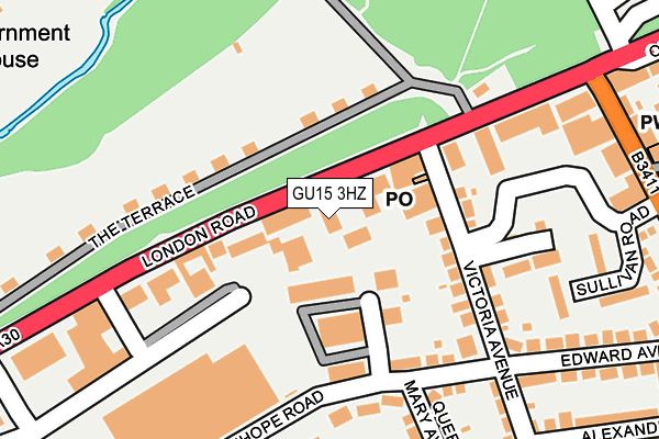 GU15 3HZ map - OS OpenMap – Local (Ordnance Survey)