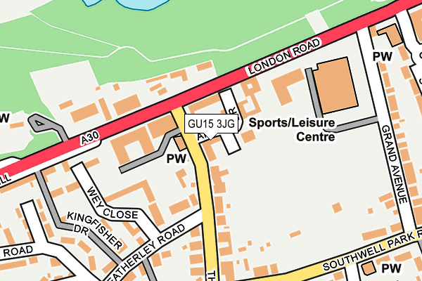 GU15 3JG map - OS OpenMap – Local (Ordnance Survey)