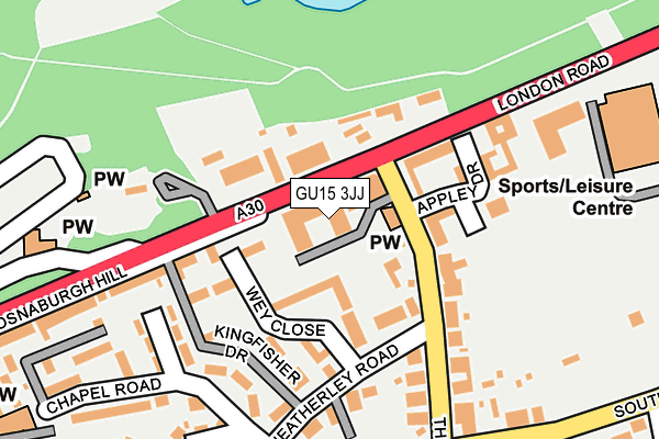 GU15 3JJ map - OS OpenMap – Local (Ordnance Survey)