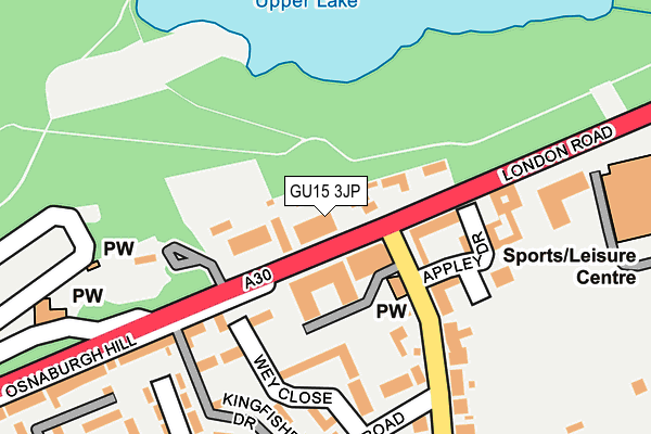 GU15 3JP map - OS OpenMap – Local (Ordnance Survey)