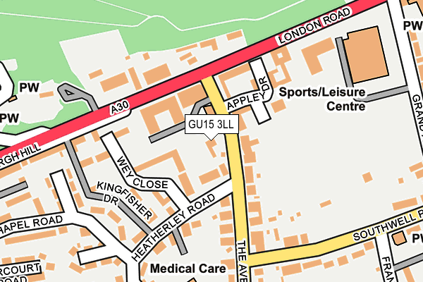 GU15 3LL map - OS OpenMap – Local (Ordnance Survey)