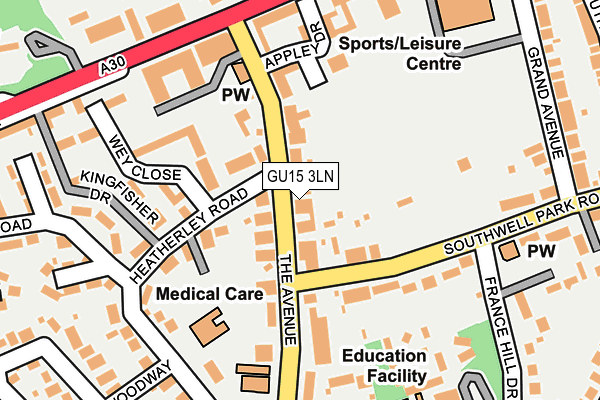 GU15 3LN map - OS OpenMap – Local (Ordnance Survey)