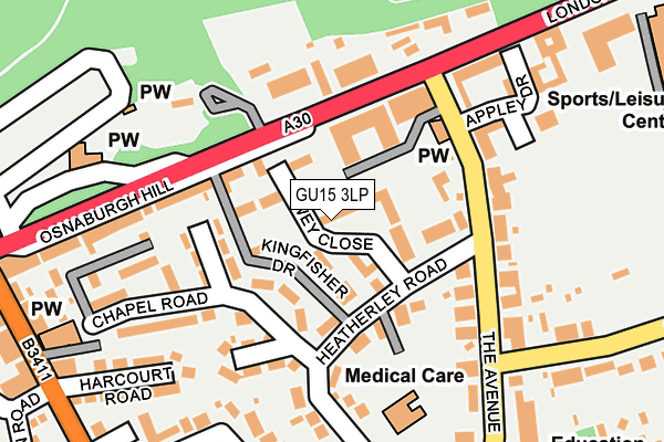 GU15 3LP map - OS OpenMap – Local (Ordnance Survey)