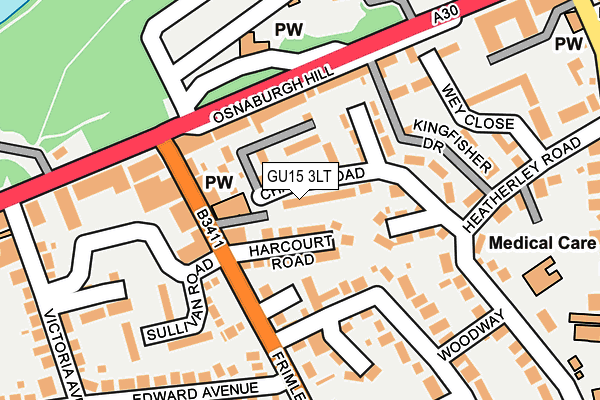 GU15 3LT map - OS OpenMap – Local (Ordnance Survey)