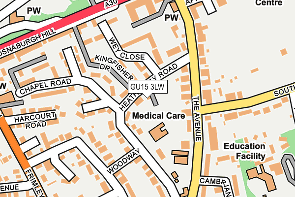 GU15 3LW map - OS OpenMap – Local (Ordnance Survey)