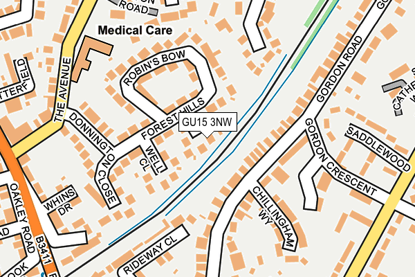 GU15 3NW map - OS OpenMap – Local (Ordnance Survey)