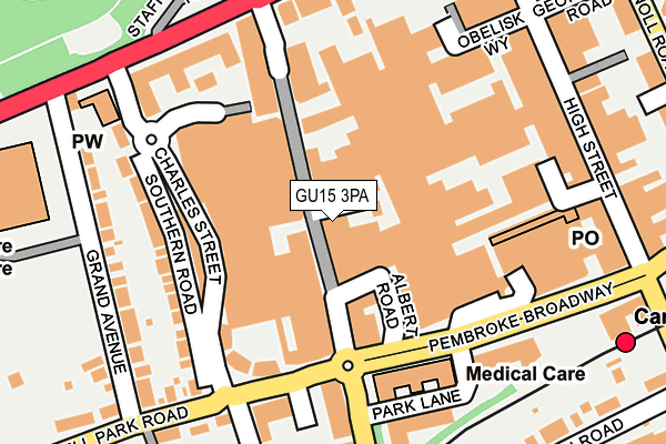 GU15 3PA map - OS OpenMap – Local (Ordnance Survey)
