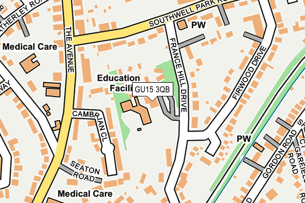 GU15 3QB map - OS OpenMap – Local (Ordnance Survey)