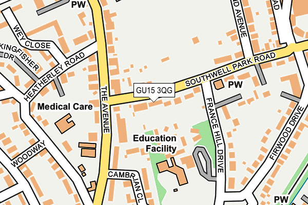 GU15 3QG map - OS OpenMap – Local (Ordnance Survey)