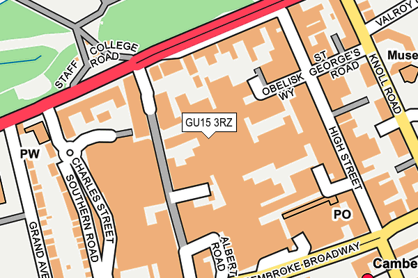 GU15 3RZ map - OS OpenMap – Local (Ordnance Survey)