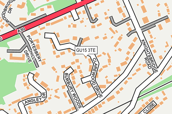 GU15 3TE map - OS OpenMap – Local (Ordnance Survey)