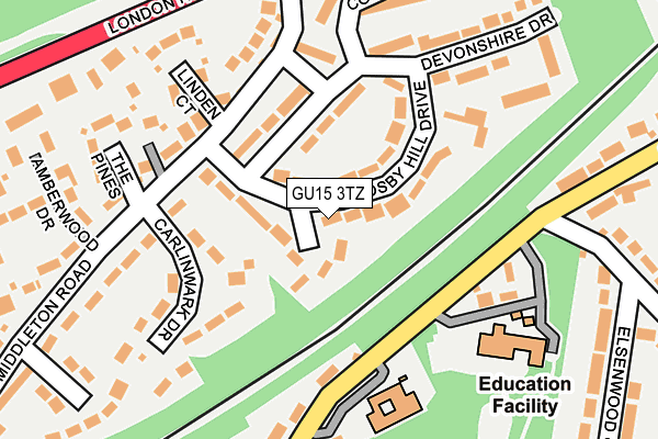 GU15 3TZ map - OS OpenMap – Local (Ordnance Survey)