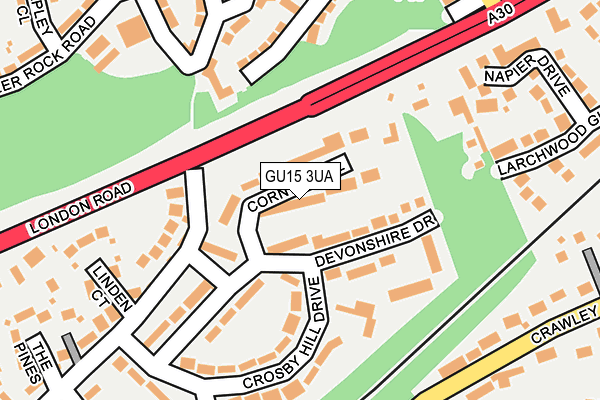 GU15 3UA map - OS OpenMap – Local (Ordnance Survey)