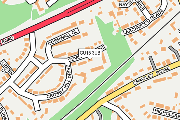 GU15 3UB map - OS OpenMap – Local (Ordnance Survey)