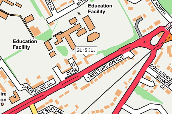 GU15 3UJ map - OS OpenMap – Local (Ordnance Survey)
