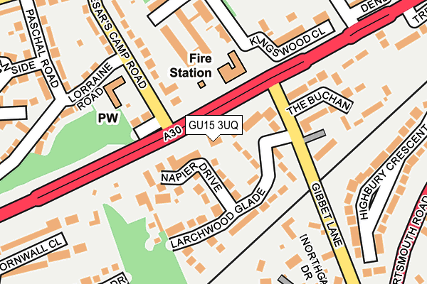 GU15 3UQ map - OS OpenMap – Local (Ordnance Survey)