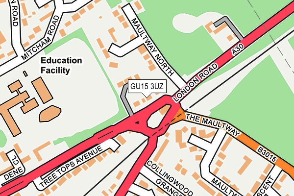 GU15 3UZ map - OS OpenMap – Local (Ordnance Survey)