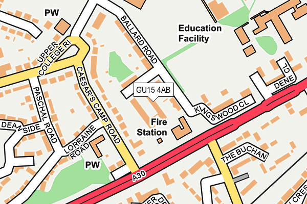 GU15 4AB map - OS OpenMap – Local (Ordnance Survey)