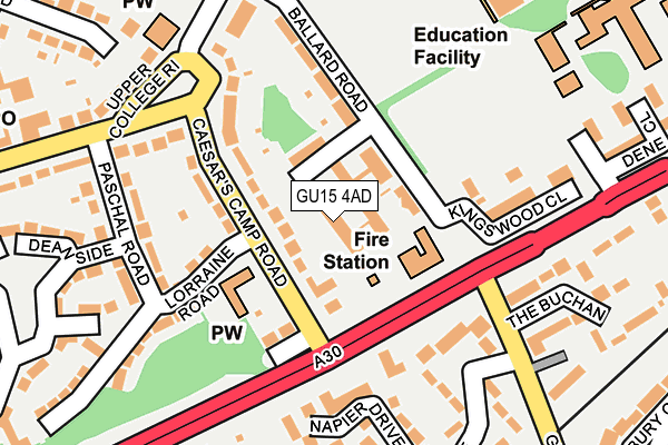GU15 4AD map - OS OpenMap – Local (Ordnance Survey)