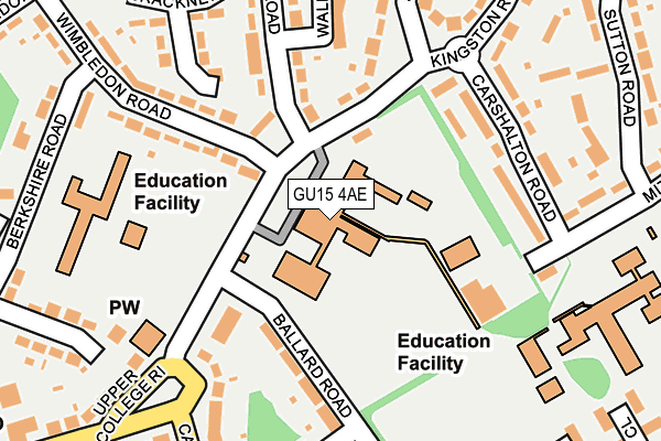 GU15 4AE map - OS OpenMap – Local (Ordnance Survey)
